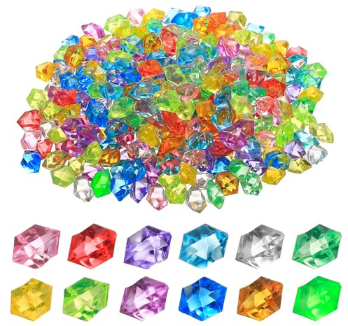 300 Stück Bunte Edelsteine Acryl Dekosteine, Glitzersteine Muggelsteine Bunt Kristalle Steine für Diamant Streudeko Schatzsuche Vasenfüller Hochzeiten Party DIY Deko(9.5 x 14mm)