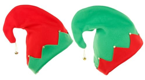 BESPORTBLE 2 Pezzi Cappelli da Elfo Fatti a Mano Morbidi Copricapi Rosso e Verde per Feste di Natale e Cosplay