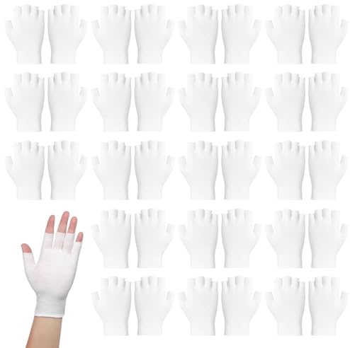 18pairs Fingerless Cotton Moisturising Gloves for Women & Men, Soft Thin Cotton Gloves for Dry Hands & Eczema Relief, Dual-Purpose Daytime Typing and Overnight Hydration Moisture Gloves - White