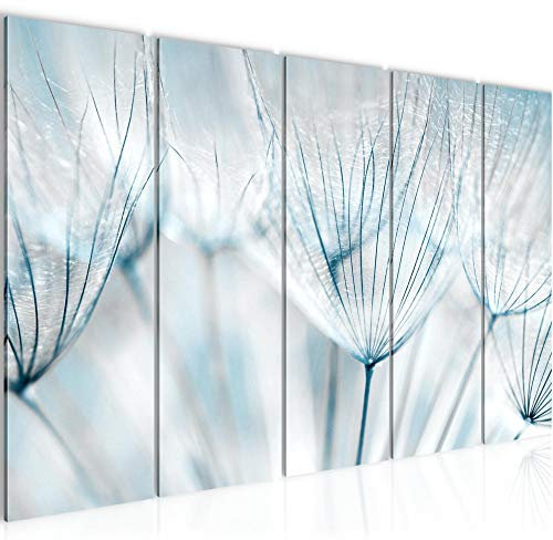 Runa Art Wandbild XXL Pusteblume Wohnzimmer Schlafzimmer 200 x 80 cm Blau Weiss 5 Teilig - Made in Germany - 209855b