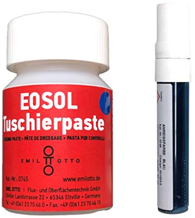 Emil Otto EOSOL Starter-Set Nr. 1 Blau/Blau (EOSOL ANREISSFARBE blau im Dispenser (PEN) mit 30 ml Inhalt und 100 ml EOSOL TUSCHIERPASTE blau)