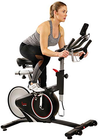 SUNNY HEALTH & FITNESS Magnetic Belt Rear Drive Indoor Cycling Bike, High Weight Capacity with Cadence Sensor - SF-B1709