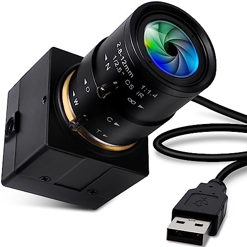 ELP Webcam 1080P Grand Angle Réglable 2.8-12mm Vario Objectif Full HD Mini Conférence Vidéo Caméra 480P 100fps Web Caméra Industrielle pour Linux/Windows/Android