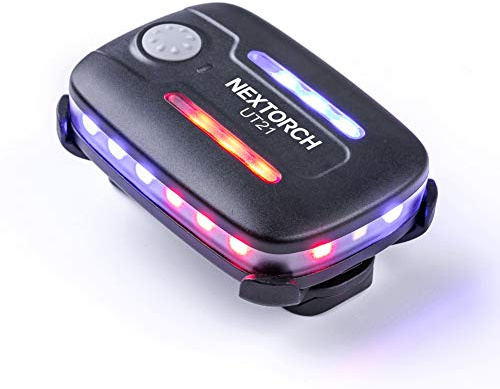 Nextorch Security Lights LED Rechargeable Police Warning Lights with Detachable Clip Red Blue Strobe Flashing Clip Torch for Outdoor Rescue, Traffic Guidance, Police Patrols,Cycling,Night Run UT21