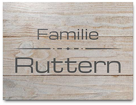 Holz Türschild mit Namen für die Familie im rustikalen Landhaus Design | selbstklebend, mit Kordel oder Bohrlöchern | verschiedene Größen für Haustür o. Hauswand