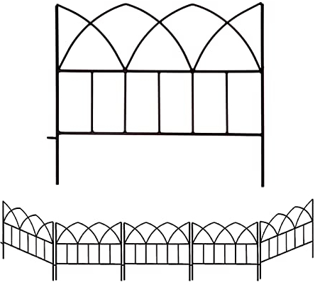 SCENDOR GARDEN 5er-Pack Dekorative Zaunpaneele 45X40X0.5cm Rostfrei Hundezaun für Outdoor Faltbare Landschafts Patio Zäune Blumenbeet Tier Hunde Barriere (Schwarz A)