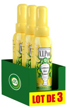 Air Wick Desodorisant WC Spray V.I.Poo Anti Odeur Parfum Lemon Idol 55 ml - Lot de 3
