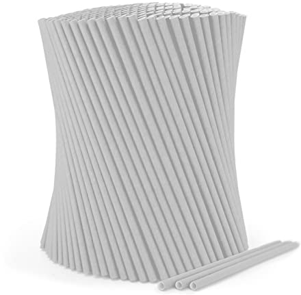 wisefood Lot de 100 pailles en papier blanches - Diamètre : 8 mm x 20 cm - Sans PLA/PE - Pailles jetables biodégradables en papier solide