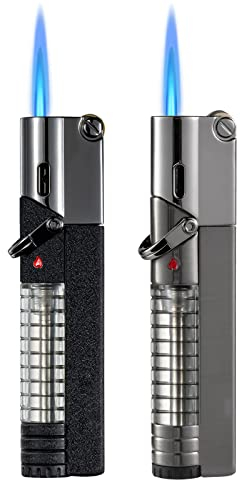 Ultraray Mechero Soplete (Conjunto de 2) - Encendedor Antiviento Recargable para Velas, Cocina, Barbacoa - Regalo para Hombre y Mujer (Vendido sin Gas)