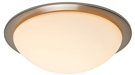 LITECRAFT Arwel Ceiling Light Bathroom Glass Dome Flush Mount LED - Satin Nickel