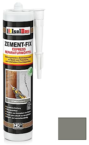 Isolbau Zement-Fix 1 x 300 ml Zementgrau Express Reperaturmörtel - Dichtungsmasse für Fugen & Risse im Innen- & Außenbereich, Kartusche