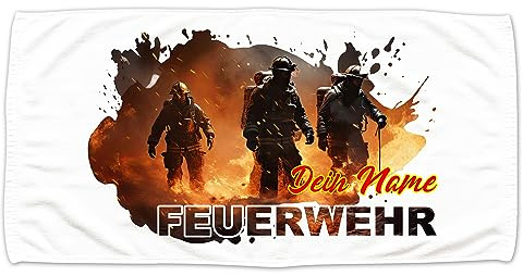 GRAZDesign Badetuch Feuerwehr mit Namen personalisiert | Badehandtuch groß 100x50cm, Kinder & Erwachsene | Handtuch Strandtuch Feuerwehr Geschenke