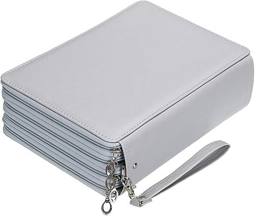MIOTEQ Buntstiftetui mit 200 Fächern, Organizer mit Reißverschluss, PU-Leder, Stifthaltertasche mit großer Kapazität for Künstler (Color : Gray)