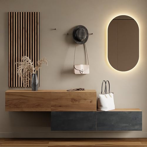 Planetmöbel Flur Möbel Garderobe 2X 140cm Gold Eiche/Gold Eiche