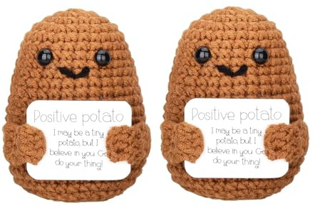 DealKits 2er Plüsch Positive Kartoffel, Glücksbringer für Kinder/Frauen | Lustiges Pocket Hug Geschenk – ideal als Mutmacher, Glückbringer oder kleine Überraschung für jede Gelegenheit.