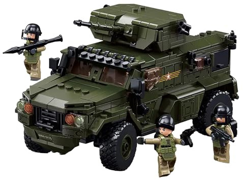 Tarcury Typhoon-VDVS Gepanzertes Auto Bausatz - Militärisches Armee Set mit 4 Spielzeugsoldaten - 519 PCS Modell für Kinder und Erwachsene