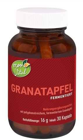 KOPP Vital® Granatapfel fermentiert mit polyphenolreichem fermentiertem Granatapfel | 16 g | 30 Kapseln | Nahrungsergänzungsmittel | Naturstoff-Fermentations-Verfahren fermentiert