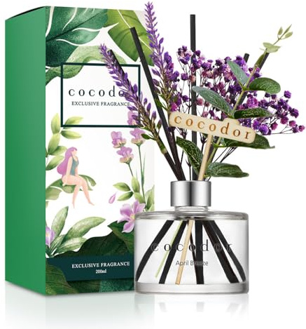 COCODOR Lavender Reed Diffuser/April Breeze/6.7oz/1Pack / Home Fragrance Scent Essential Oil Stick Diffuser for Bedroom Bathroom Home Decor for Women