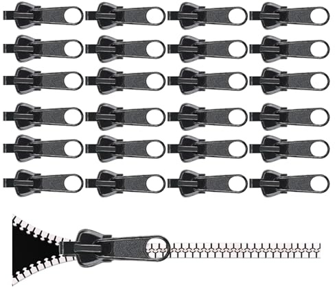 Landrain 24 Stück Ersatz Zipper für Reißverschluss Schieber Reparaturset, Reissverschluss Reparatur Set, Reisverschluss