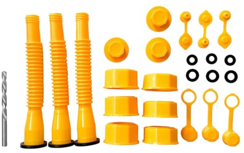 Shitafe Ölkanister-Ersatzauslauf,Ölkanister-Ersatzauslauf,Flexible Ausgießdüse für Ölkanne | Öldosendüse, (3er-Set, gelb), flexible Ausgießdüse, geeignet für die meisten 1/2/5/10 Gallonen Öldosen,
