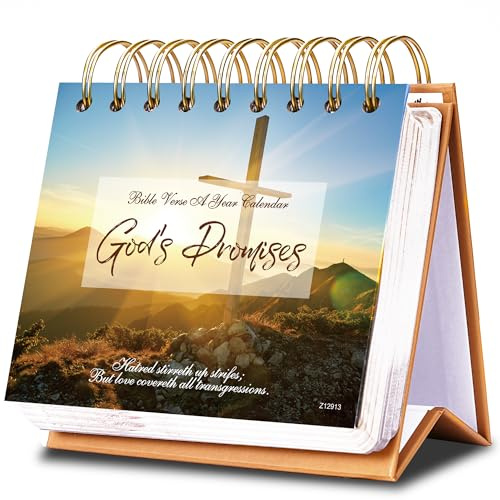 Desk Calendar - Bible Verse Desk Calendar Flip, 4.9 x 4.5, Undated Daily Bible Calendar, Perpetual Calendar, Christian Perpetual Calendar, 366 Days of Inspirational Quotes