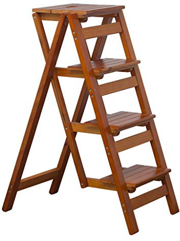 ZFLHIOR Stepladders Wooden Folding Step Stool Multi-Function Staircase Chair Portable Garden Tool Ladder Free Installation Space-Saving Indoor Climbing Stool Max Load 150Kg/42Cm X 56Cm X 6