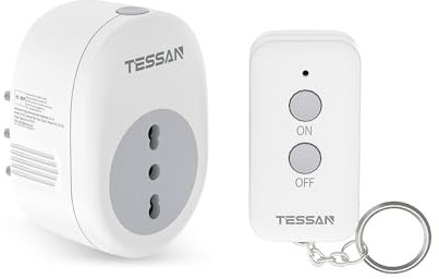 TESSAN Presa con Telecomando, Prese con Interruttore, Portata 30 M, Spina con Telecomando per Luci a Stringa da Interno, Lampade, Presa Wireless Italiana 16A per Elettrodomestici, 3680W