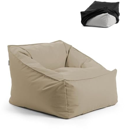 mokebo® Gartensessel 'Der Sunnyboy' mit Schutzhülle, Bean Bag mit Füllung oder Outdoor Sitzsack, als Liegekissen, Relaxliege, Bodenkissen oder Liege in Khaki