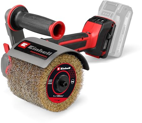 Einhell Professional Décapeur à rouleau sans fil TP-BR 18/32 Li BL-Solo PXC (18 V, 1300 W, moteur sans charbon, 3 200 tr/min. max., pour brosses Ø 120 mm, avec brosse à fils laiton, sans batterie)