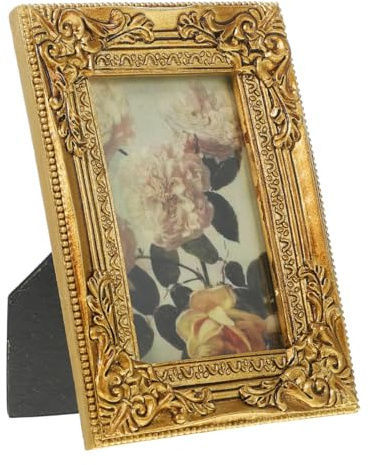 ULTECHNOVO Marco de Fotos Práctico y Elegante Estilo Europeo Retro de Resina Dorado para Colgar en Pared o Decoración de Mesa para Comedor o Tienda