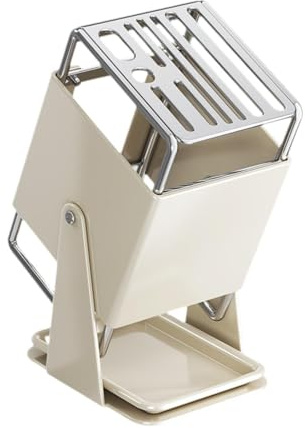 rockible Bloc à couteaux en acier inoxydable, porte-couteaux multifonctionnel moderne, Blanc