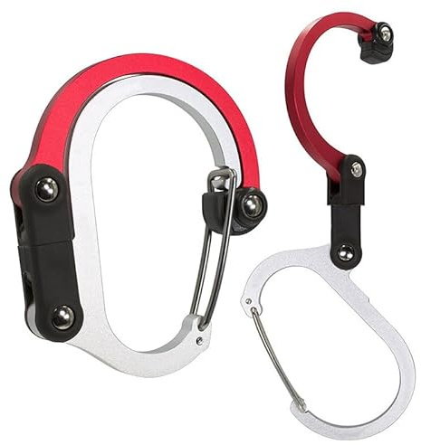Aluminium Carabiner D-Ring Hook, Multi-functional Mountaineering Buckle for Outdoor Climbing, Camping, Foldable Design