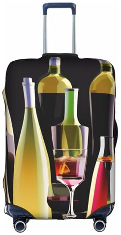 Aubnva Housse de protection personnalisée pour bagages de voyage avec impression de verres à cocktail et bouteilles de vin pour affaires et loisirs, blanc, L