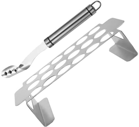 Gadpiparty Soporte para Parrilla de Acero Inoxidable con Descorazonador de Pimientos, Herramienta para Descorazonar Jalapeños, Accesorio de Cocina para Barbacoa y Asador de Muslos de Pollo,