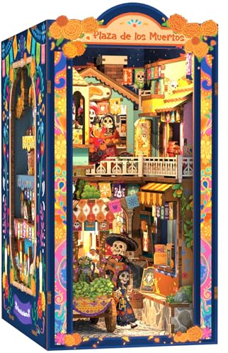 Fsolis Dia de los Muertos - Kit per angolo libro, scena in miniatura per | Puzzle in legno 3D per libreria, decorazione e regalo creativo