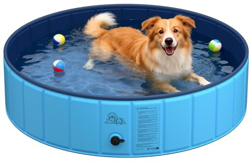 KYG Piscina Plegable para Perros 120 x 30 cm, Piscina Antideslizante en PVC Reforzado para Perros pequeños y medianos, con Drenaje rápido