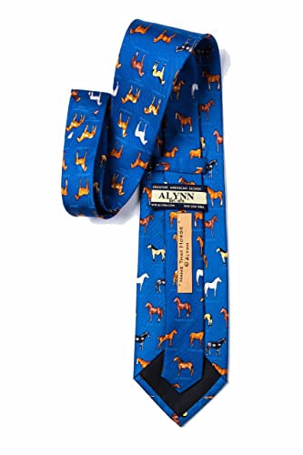 Alynn Neckwear Seidenkrawatte, Trachtenkrawatte, Pferde-Design, Blau