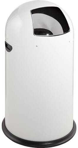 VAR | Push-Mülleimer | Stahl | selbstschließend | Weiß | 40 L | Höhe 740 MM