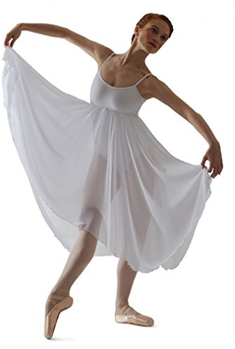Capezio Caraco Empire Robe de danse, costume de danse élégant avec justaucorps et jupe en georgette fluide, robe lyrique sans manches pour femme, idéale pour la danse lyrique et ballet