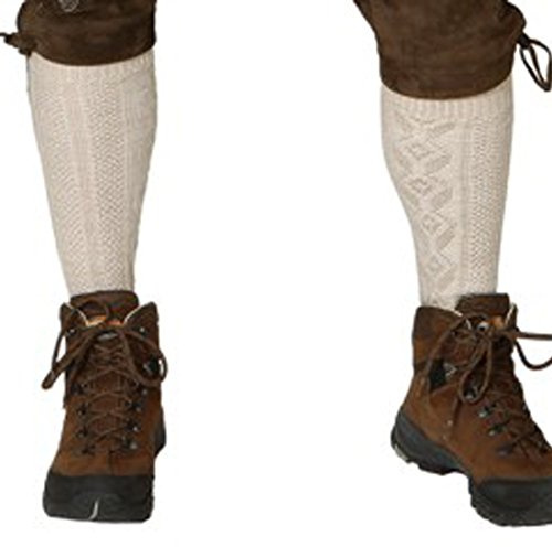 NET TOYS Herren Kniestrümpfe Socken Trachtensocken Trachtenmode Trachtenstrümpfe Knie Strümpfe Trachten, 1 Paar, Beige
