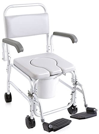 SEDIA COMODA PER WC E DOCCIA SU RUOTE - IMBOTTITURA IN PVC