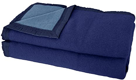 Linnea Couverture Pure Laine Vierge Woolmark 500g/m² Volta 180x240 cm Bleu Marine/Myosotis