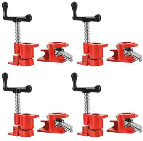 FLK Tech 4 Pack 1/2” Wood Gluing Pipe Clamp Set, Heavy Duty Pipe Clamps, Cast Iron Wood Clamps Quick Release for Woodworking, Carpentry, Home Improvement, and DIY Projects