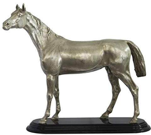 Casa Padrino Luxus Bronze Skulptur Pferd Silber/Schwarz 36 x 13 x H. 32 cm - Versilberte Dekofigur