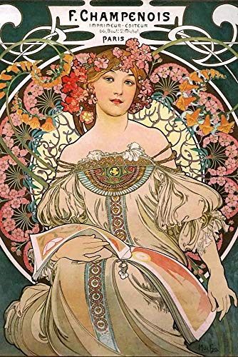 Close Up Alfons Mucha Art Nouveau F. Champenois 1897 (61 cm x 91,5 cm)