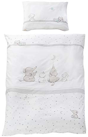 roba Kinderbettwäsche 100 x 135 cm Sternenzauber - Bettwäsche Set für Mädchen & Jungen - Decken & Kissenbezug aus Baumwolle für Babys & Kinder - Stern Motiv - Weiß