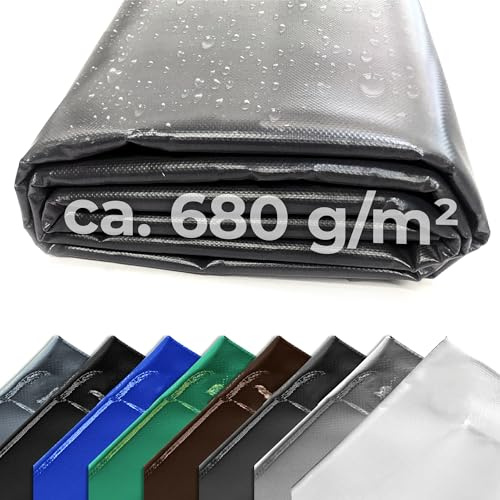 Fulcoline Abdeckplane 680g (Anthrazit, 2,50 m x 2,00 m) ohne Ösen – Handgefertigte Abdeckplane Wasserdicht – Langlebiger UV-Schutz – LKW Plane perfekt für Camping, Fahrzeuge, Boote, Anhänger