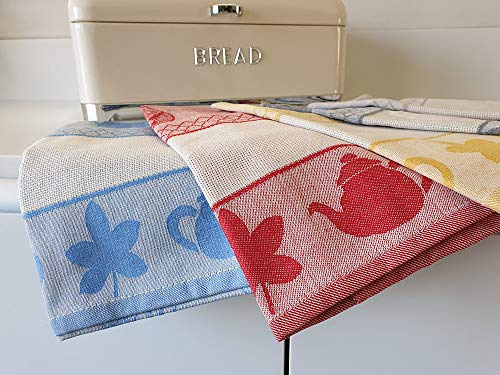 M&O Set Tre Strofinacci Misura Maxi con Inserto Tela Aida per Ricamo Punto Croce 100% Cotone Jacquard Prodotto Italiano (Rosso)