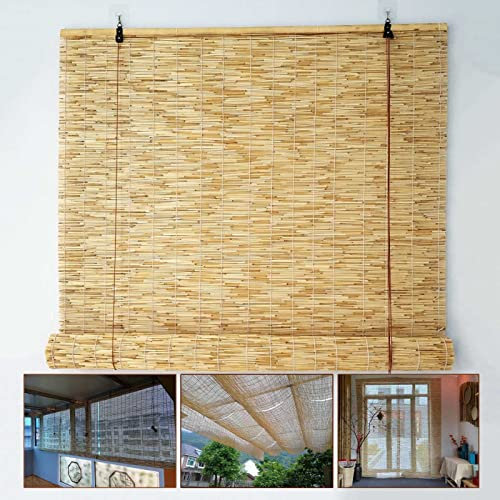 Tende a Rullo in Bambù Da Giardino,Tende Da Sole, Tenda a Lamella in Canna Naturale,Tende Avvolgibile Decorative,Tenda a Pacchetto,Tapparella a Carrucola Per Interni Esterni,W×H-70x150cm/28x59in