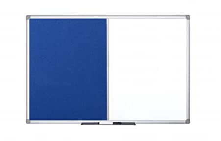 Display Genie Combination of Magnetic Dry Wipe Whiteboard & Felt Notice Board – Aluminium Frame – Lightweight – Pin-Up Board – Ideal for Offices & Home (Blue Felt) (1200 * 900mm)